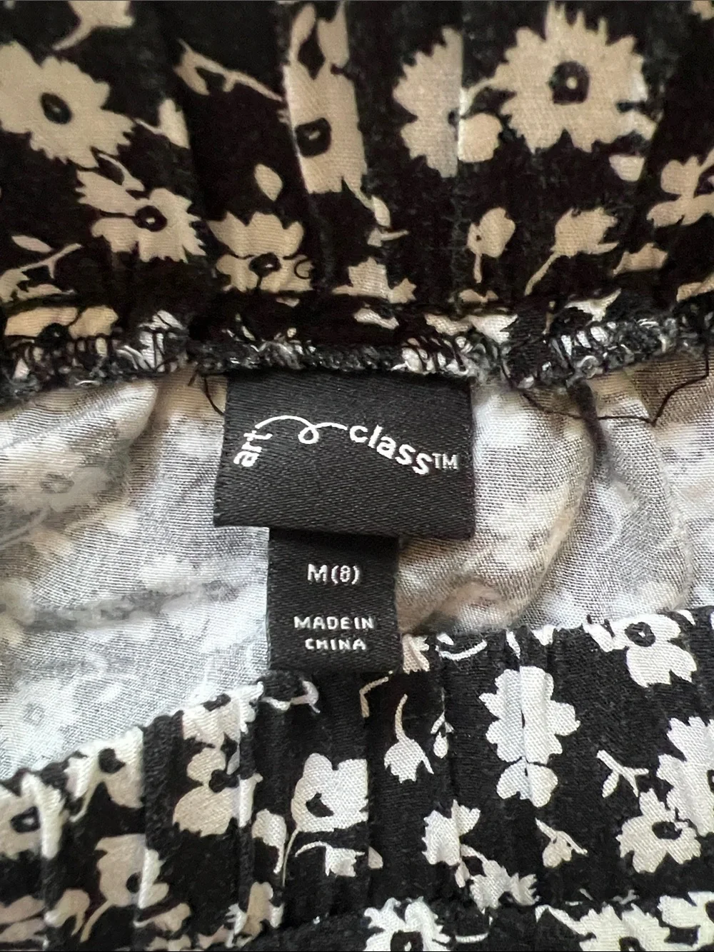 Target Black Mini Skirt with White Floral Print